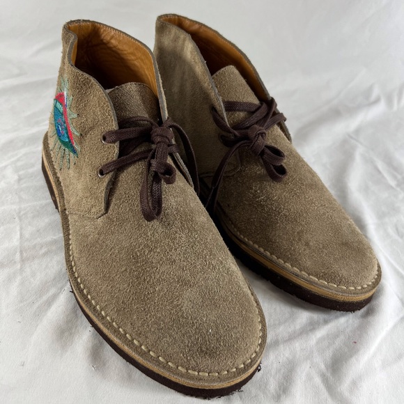 GUCCI Beige Suede Owl & UFO Embroidered Men's Ankle Boots Made in Italy 7.5-8US - Picture 5 of 15